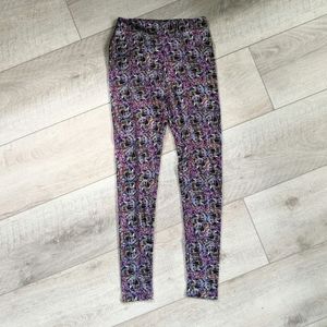 Women’s Black Multicolor Buttery Soft Leggings OSFM Artsy Indie‎ Sleeze Kidcore